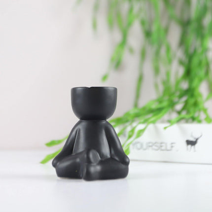 Charming Little Human Succulent Planter | Glazed Ceramic | Decorative Indoor Pot with Drainage | Creative Design for Small Plants and Cuttings | Ideal for Home or Office Decor | Perfect Gift for Plant Enthusiasts