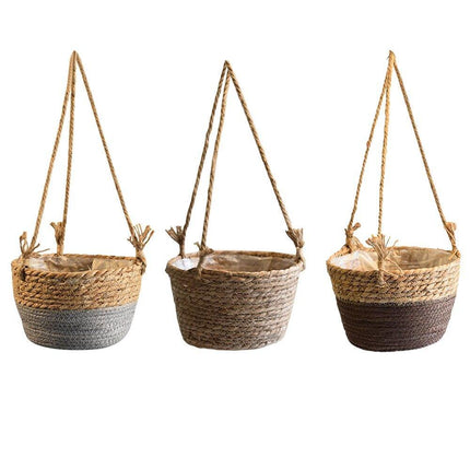 Jute Rope Hanging Planter Basket | Versatile Storage Solution | Modern Minimalist Design | Durable Construction with Waterproof Inner Lining | Diameter 20cm | Total Height 41cm | Indoor & Outdoor Use