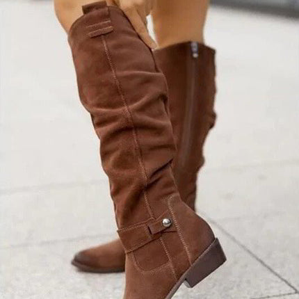 Jane Women's Trendy Mid-Heel Boots | Cushioned Insole | Non-Slip Sole | Warm Synthetic Leather | Versatile Fashion | Black, Brown, Grey | Sizes AU 4-14 (EU 35-45) | Comfortable Snug Fit for Cold Weather