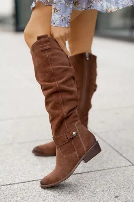 Jane Women's Trendy Mid-Heel Boots | Cushioned Insole | Non-Slip Sole | Warm Synthetic Leather | Versatile Fashion | Black, Brown, Grey | Sizes AU 4-14 (EU 35-45) | Comfortable Snug Fit for Cold Weather