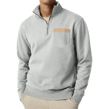 Men's Half-Zip Cotton-Poly Pullover | Chest Pocket | Soft & Durable | Regular Fit | High Collar | Versatile Outerwear | Stylish & Comfortable