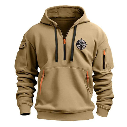 Armoire Melbourne Men's Casual Sports Multi-Zip Pullover | Embroidered Detailing | Secure Zip Pockets | Breathable Fabric | Regular Fit | Versatile for Gym & Daily Wear | Available in Multiple Colors