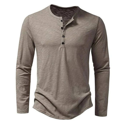 Armoire Melbourne | Premium Men's Long Sleeve Henley Shirt | Soft Breathable Fabric | Regular Fit | Timeless Design | Versatile for Casual or Office Wear | Machine Washable | Ideal for All-Day Comfort