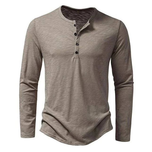 Armoire Melbourne | Premium Men's Long Sleeve Henley Shirt | Soft Breathable Fabric | Regular Fit | Timeless Design | Versatile for Casual or Office Wear | Machine Washable | Ideal for All-Day Comfort