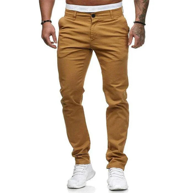 Armoire Melbourne | Men's Slim Fit Chino Pants | Solid Color Versatile Casual Wear | Breathable Fabric for All-Day Comfort | Ideal for Work or Weekend Outings | Modern Tapered Silhouette