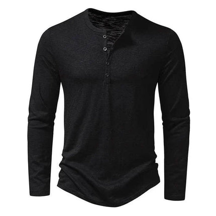 Armoire Melbourne | Premium Men's Long Sleeve Henley Shirt | Soft Breathable Fabric | Regular Fit | Timeless Design | Versatile for Casual or Office Wear | Machine Washable | Ideal for All-Day Comfort