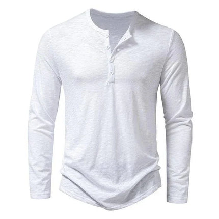 Armoire Melbourne | Premium Men's Long Sleeve Henley Shirt | Soft Breathable Fabric | Regular Fit | Timeless Design | Versatile for Casual or Office Wear | Machine Washable | Ideal for All-Day Comfort