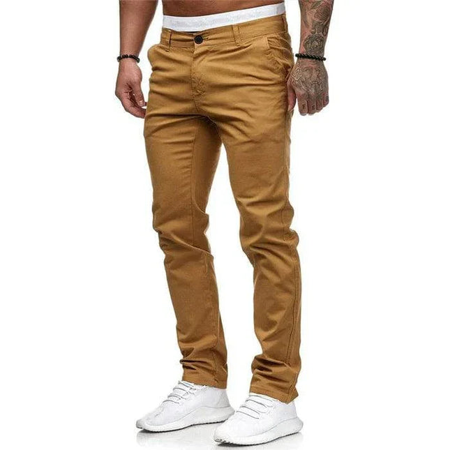 Armoire Melbourne | Men's Slim Fit Chino Pants | Solid Color Versatile Casual Wear | Breathable Fabric for All-Day Comfort | Ideal for Work or Weekend Outings | Modern Tapered Silhouette