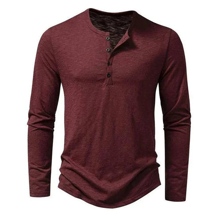 Armoire Melbourne | Premium Men's Long Sleeve Henley Shirt | Soft Breathable Fabric | Regular Fit | Timeless Design | Versatile for Casual or Office Wear | Machine Washable | Ideal for All-Day Comfort