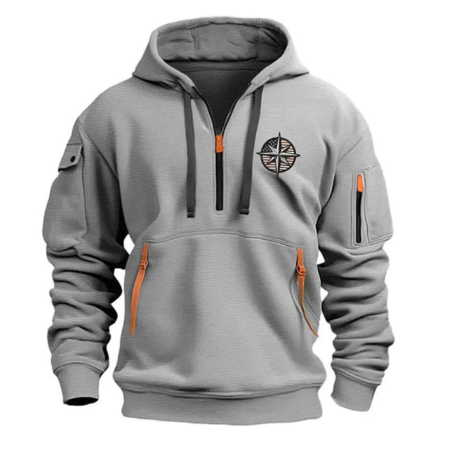 Armoire Melbourne Men's Casual Sports Multi-Zip Pullover | Embroidered Detailing | Secure Zip Pockets | Breathable Fabric | Regular Fit | Versatile for Gym & Daily Wear | Available in Multiple Colors