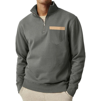 Men's Half-Zip Cotton-Poly Pullover | Chest Pocket | Soft & Durable | Regular Fit | High Collar | Versatile Outerwear | Stylish & Comfortable
