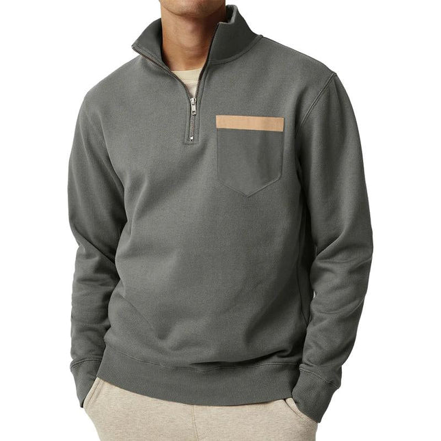 Men's Half-Zip Cotton-Poly Pullover | Chest Pocket | Soft & Durable | Regular Fit | High Collar | Versatile Outerwear | Stylish & Comfortable