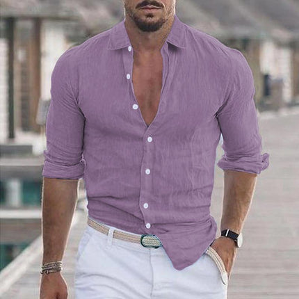Casual Men's Linen Blend Shirt | Button-Up Design | Versatile Day to Evening Wear | Breathable and Comfortable | Size S-5XL