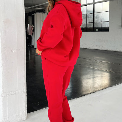 Kaztek Cozy Red Hoodie | Soft Thick Material | Warm Cuffed Sleeves & Hood | Functional Front Pocket | Embroidered TSF Logo | 60% Cotton 40% Polyester | Perfect for Winter | Women's AU 6 / US 2 Example Size