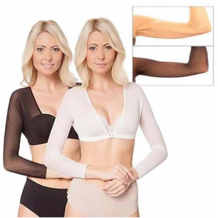 Sheer Lightweight Wrap | Chic Concealment | Arm Slimming Accessory | 4-Way Stretch for Flawless Look | Elegant Under-Sleeve Blend | Front Closure | Versatile Fashion Enhancer | Comfortable Flattering Fit