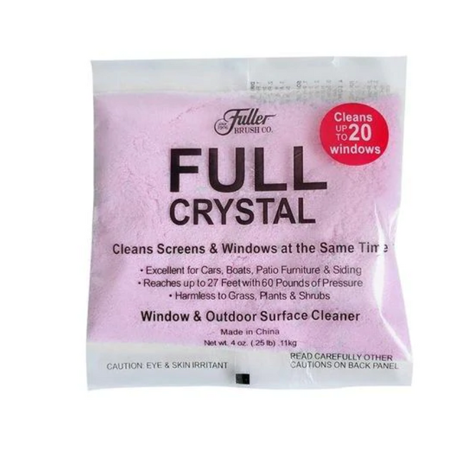 Full Crystal Window Cleaner Kit | Streak-Free Outdoor Glass Cleaner | Attaches to Hose for Easy Use | Reaches Up to 27 Feet | Cleans Windows, Siding, Cars, Patio Furniture, and More | Eco-Friendly Formula