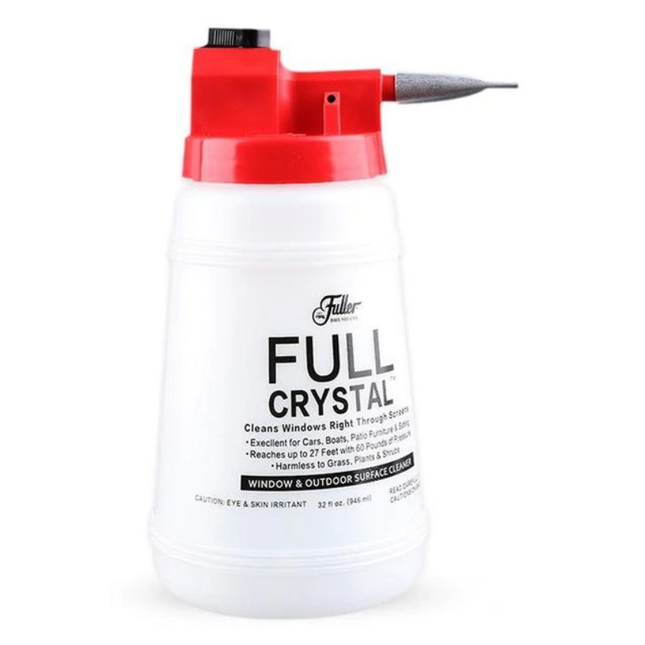 Full Crystal Window Cleaner Kit | Streak-Free Outdoor Glass Cleaner | Attaches to Hose for Easy Use | Reaches Up to 27 Feet | Cleans Windows, Siding, Cars, Patio Furniture, and More | Eco-Friendly Formula