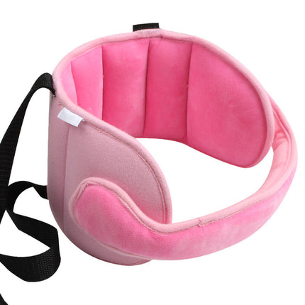 Child Car Seat Head Support Pillow | Adjustable Neck Support for Sleep | Polyester Material | Blue & Pink Options | Unisex | Ages 3+ | Universal Fit | Comfortable Travel Accessory | Hook & Loop Design