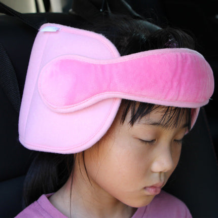 Child Car Seat Head Support Pillow | Adjustable Neck Support for Sleep | Polyester Material | Blue & Pink Options | Unisex | Ages 3+ | Universal Fit | Comfortable Travel Accessory | Hook & Loop Design