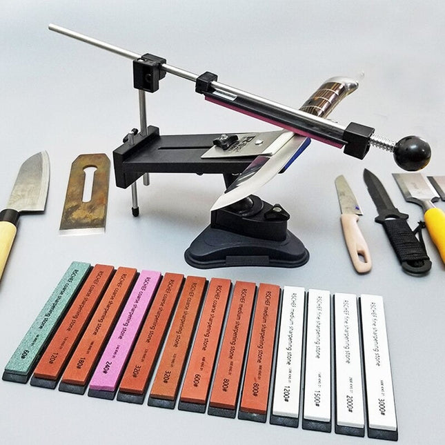 Multipurpose Knife Sharpener | 4 Whetstones | Precision Angle Adjustment | Safe Design | For Kitchen, Hunting, Outdoor & Pocket Knives | Easy Assembly | Includes 120/320/600/1500 Grit Whetstones | Travel Bag