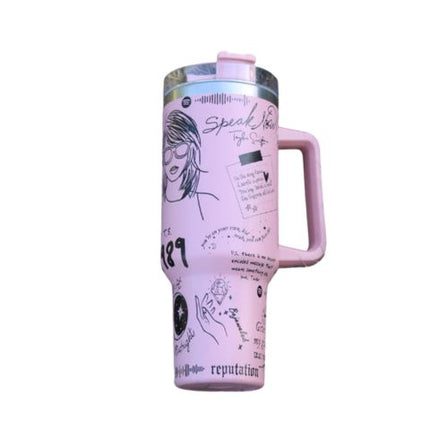Taylor Swift Inspired Stainless Steel Tumbler | Insulated Leak-Resistant Design | Custom Lyrics & Sketches | Double-Wall Vacuum Sealed | Durable & Rust-Resistant | Ergonomic Handle | Dishwasher Safe | Travel Friendly
