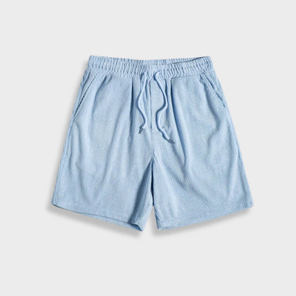 Men's Corduroy Two-Piece Summer Outfit | Button-Up Short Sleeve Shirt & Coordinating Bottoms | Relaxed Fit | Breathable Lightweight Fabric | Available in Beige, Black, Green, Light Blue