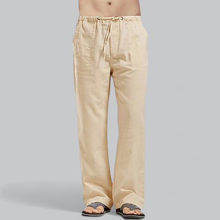 Men's Linen Blend Trousers | Premium Lightweight Fabric | Elasticated Drawstring Waist | Relaxed Fit | Versatile Styling | Breathable & Comfortable | Perfect for Summer | Casual & Refined Occasions