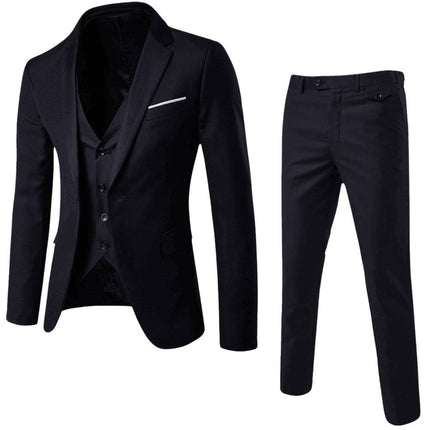 Armoire Melbourne | 3-Piece Men's Classic Fit Suit | Tailored Blazer, Vest & Pants | Premium Quality Fabric | Formal Attire | Versatile for Weddings and Business Events | Sizes S-XXL | Elegant & Sophisticated Design