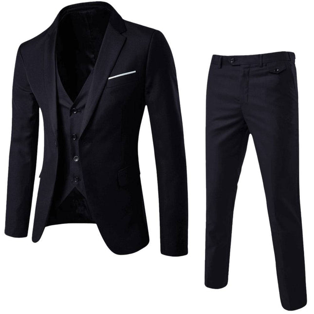 Armoire Melbourne | 3-Piece Men's Classic Fit Suit | Tailored Blazer, Vest & Pants | Premium Quality Fabric | Formal Attire | Versatile for Weddings and Business Events | Sizes S-XXL | Elegant & Sophisticated Design