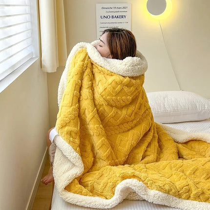 Thick Lambswool and Fleece Winter Blanket | Luxury Warm Layers | Breathable Insulation for Cold Weather Comfort