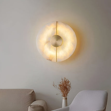 Nordic LED Wall Light | Scandinavian Marble Design | WabiGlow | Warm White Illumination | Black & Gold Wall Fixture