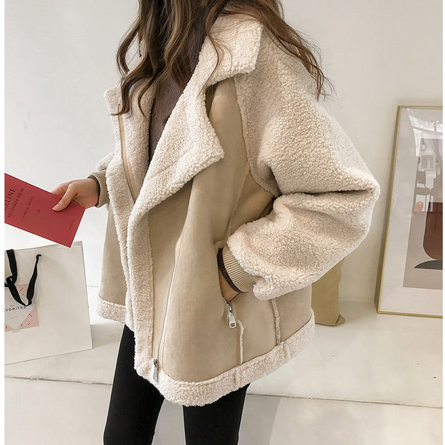 Elegant Women's Suede Winter Coat | Durable PU Leather Blend | Beige & Brown | Sizes S-3XL | Sophisticated Warmth & Comfort | Perfect for Cold Weather | Versatile Chic Outwear for Layering