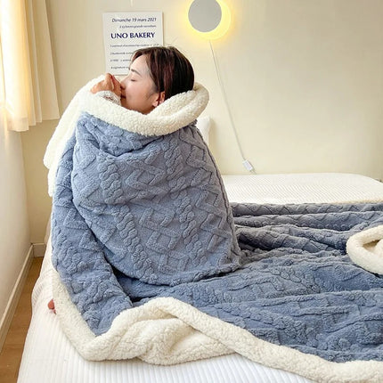 Thick Lambswool and Fleece Winter Blanket | Luxury Warm Layers | Breathable Insulation for Cold Weather Comfort