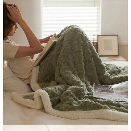 Thick Lambswool and Fleece Winter Blanket | Luxury Warm Layers | Breathable Insulation for Cold Weather Comfort