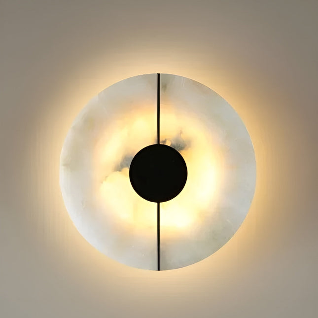 Nordic LED Wall Light | Scandinavian Marble Design | WabiGlow | Warm White Illumination | Black & Gold Wall Fixture