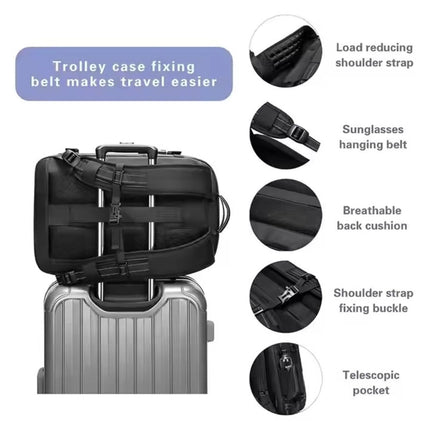 Large Capacity Travel Backpack | Vacuum Compression | Expandable 60L | Anti-Theft Lock | Dry/Wet Separation | Durable Polyester fabric | 12 x 7.8 x 20 Inches | Free Mini Vacuum Included