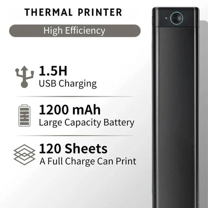 Compact Wireless Thermal Printer | Ink-Free | Bluetooth Connectivity | Portable Travel Design | Quick and Seamless High-Quality Printing from Phone or Laptop | Perfect for Documents, Photos, Labels
