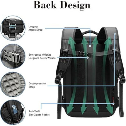 Large Capacity Travel Backpack | Vacuum Compression | Expandable 60L | Anti-Theft Lock | Dry/Wet Separation | Durable Polyester fabric | 12 x 7.8 x 20 Inches | Free Mini Vacuum Included