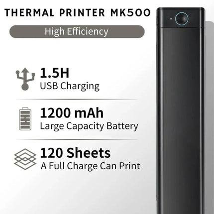 Compact Wireless Thermal Printer | Ink-Free | Bluetooth Connectivity | Portable Travel Design | Quick and Seamless High-Quality Printing from Phone or Laptop | Perfect for Documents, Photos, Labels