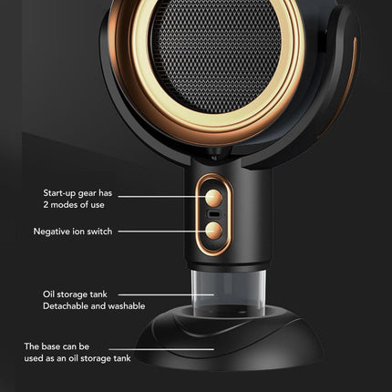Rechargeable Portable Kitchen Exhaust Fan | 3000mAh Battery | Type C Charging | Negative Ion Air Purifier | Cooling Filter & Oil Collection | Quiet Operation | Smoke & Odor Eliminator | Black-Gold