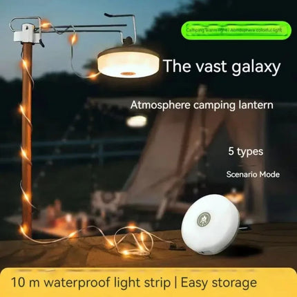 All-in-One Camping String Light | USB Rechargeable | 5 Modes + Emergency Lights | Durable ABS | IP44 Waterproof | 10M Copper Wire | Portable Flashlight | Magnetic Base with Hooks | Multipurpose Outdoor Use