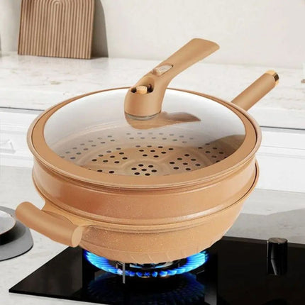 Iron Wok Cooking Pro | Non-Stick Iron | Micropressure Technology | Multipurpose Steamer Basket | Quick Healthy Cooking | Easy Clean | Gas & Induction Compatible | Dishwasher Safe