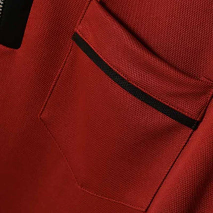 Armoire Melbourne | Men's Color Block Long Sleeve Polo Shirt with Chest Pocket | Casual Cotton Blend