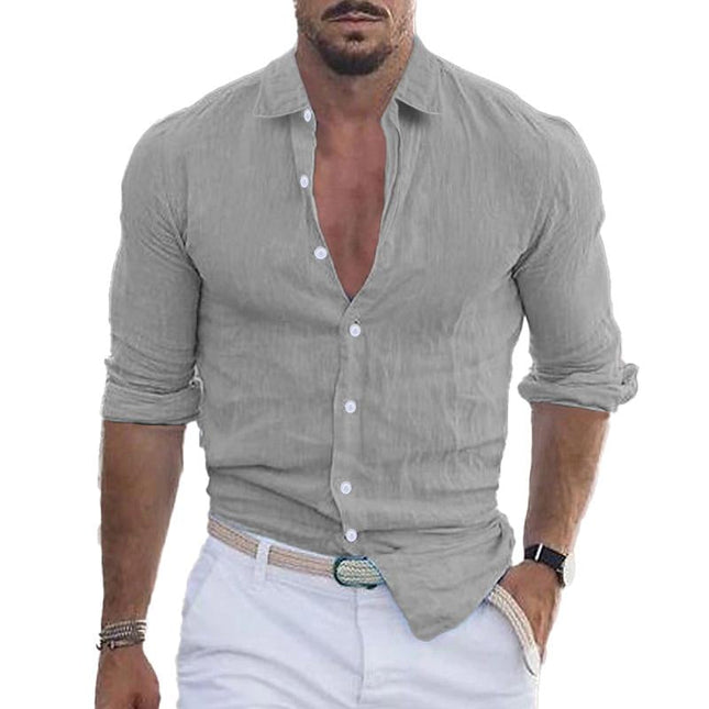 Casual Men's Linen Blend Shirt | Button-Up Design | Versatile Day to Evening Wear | Breathable and Comfortable | Size S-5XL