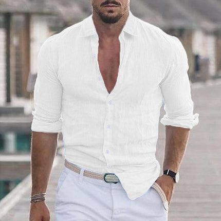 Casual Men's Linen Blend Shirt | Button-Up Design | Versatile Day to Evening Wear | Breathable and Comfortable | Size S-5XL