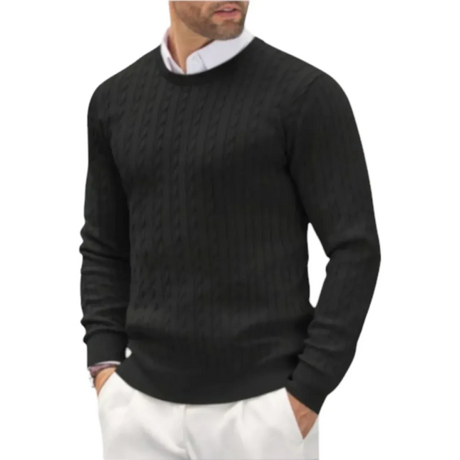 Men's Wool Blend Cable Knit Sweater | Soft & Breathable | Timeless Design | Tailored Fit | Versatile Layering Piece | Durable Wear | Year-Round Comfort