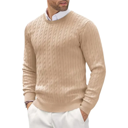 Men's Wool Blend Cable Knit Sweater | Soft & Breathable | Timeless Design | Tailored Fit | Versatile Layering Piece | Durable Wear | Year-Round Comfort