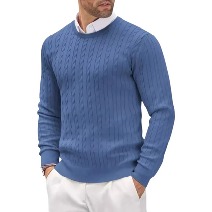 Men's Wool Blend Cable Knit Sweater | Soft & Breathable | Timeless Design | Tailored Fit | Versatile Layering Piece | Durable Wear | Year-Round Comfort