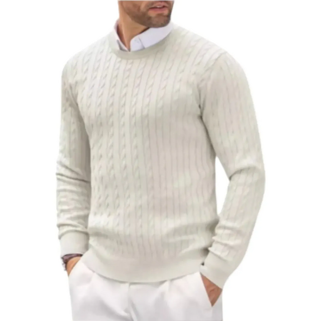 Men's Wool Blend Cable Knit Sweater | Soft & Breathable | Timeless Design | Tailored Fit | Versatile Layering Piece | Durable Wear | Year-Round Comfort
