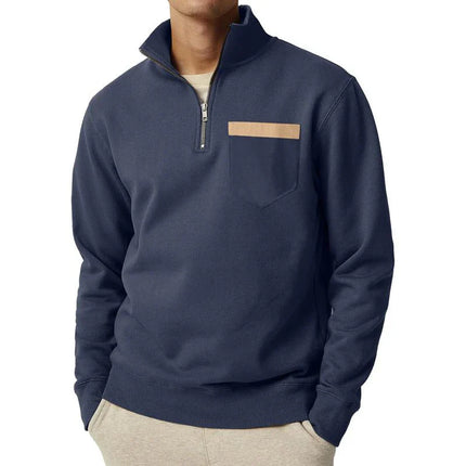 Men's Half-Zip Cotton-Poly Pullover | Chest Pocket | Soft & Durable | Regular Fit | High Collar | Versatile Outerwear | Stylish & Comfortable